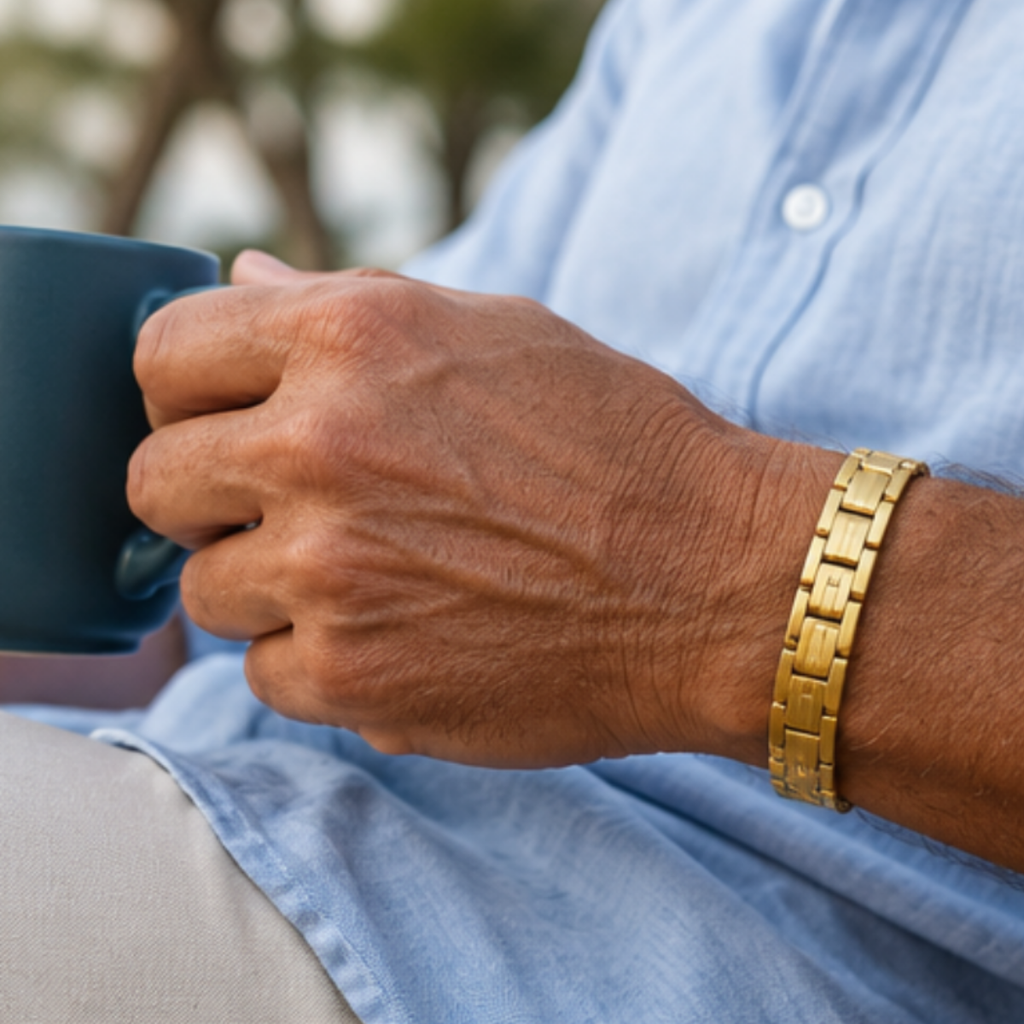 Strong Men’s Magnetic Bracelet Gold Titanium