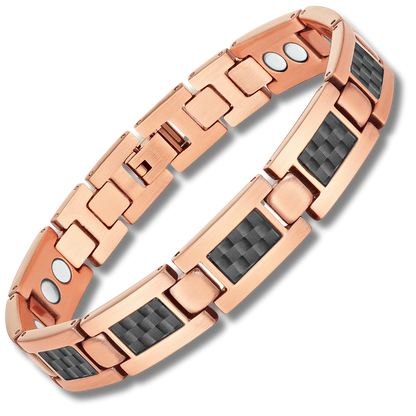 Men’s Copper Magnetic Bracelet with Black Carbon Fibre – Stylish Gift for Pain Relief