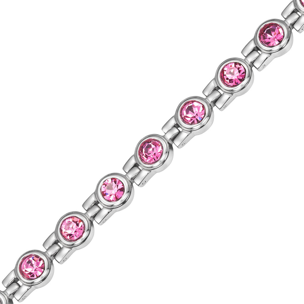 Ladies Four Elements Pink Gem Stone Magnetic Bracelet