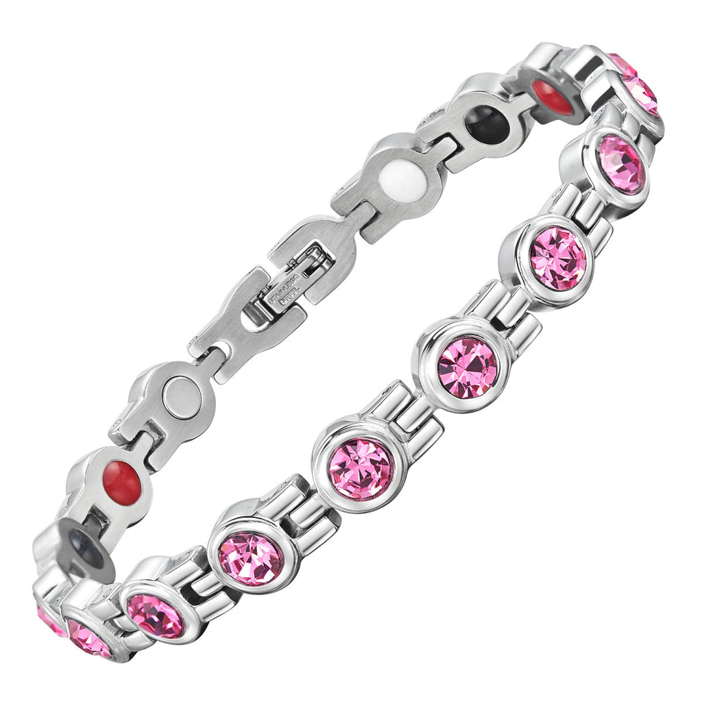 Ladies Four Elements Pink Gem Stone Magnetic Bracelet