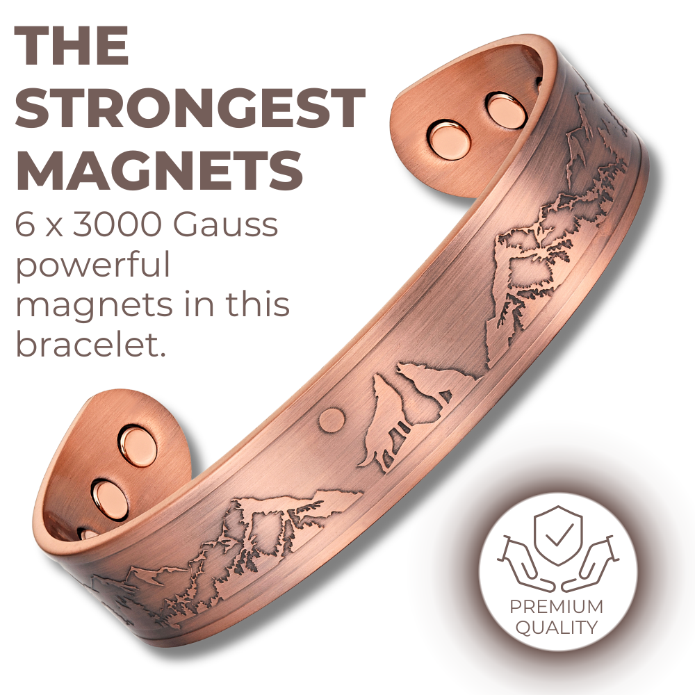 Mens Copper Magnetic Bangle Bracelet Wolf New Design