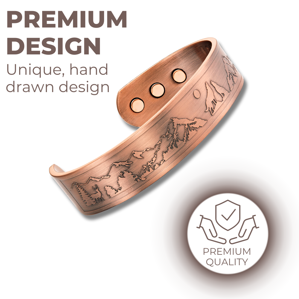 Mens Copper Magnetic Bangle Bracelet Wolf New Design
