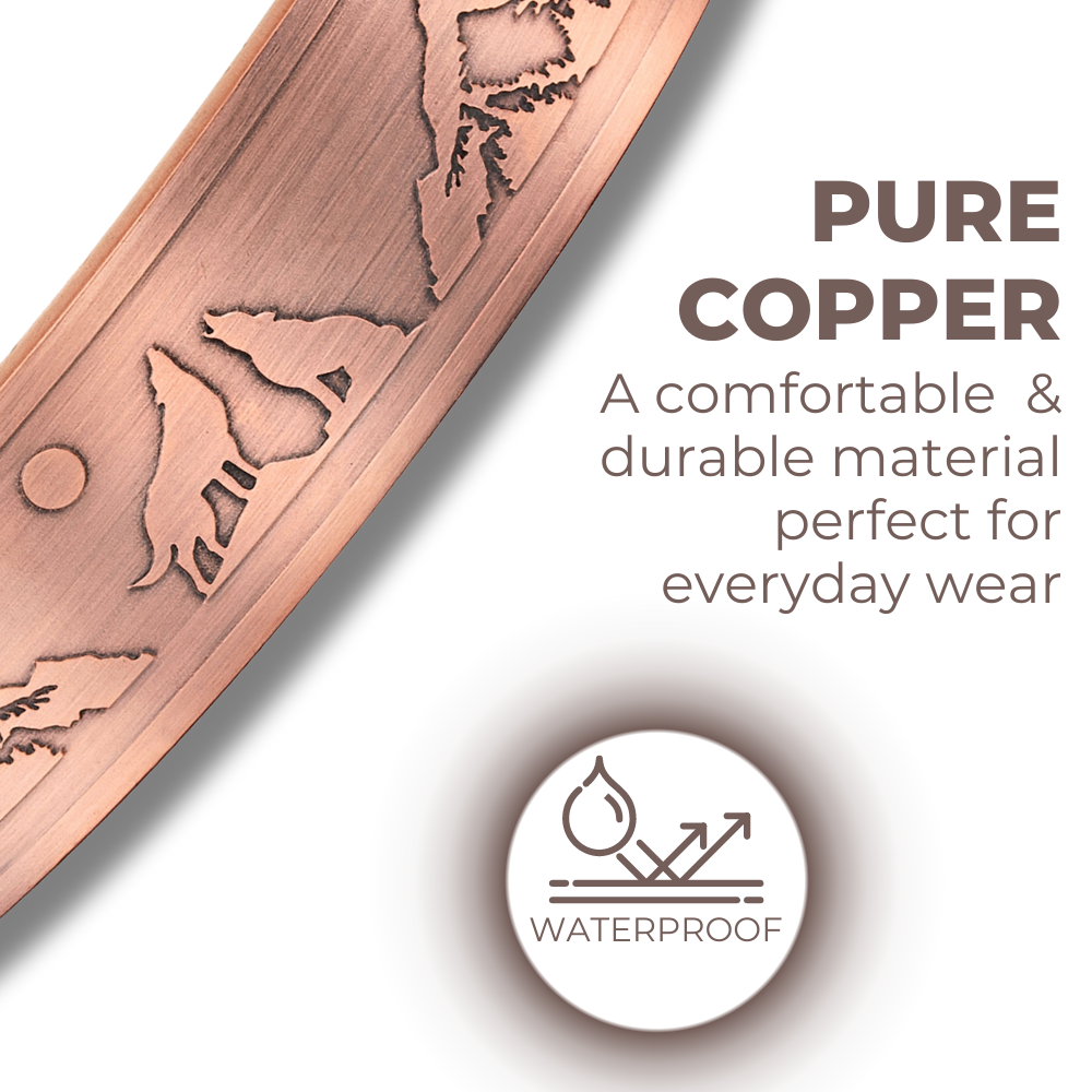 Mens Copper Magnetic Bangle Bracelet Wolf New Design