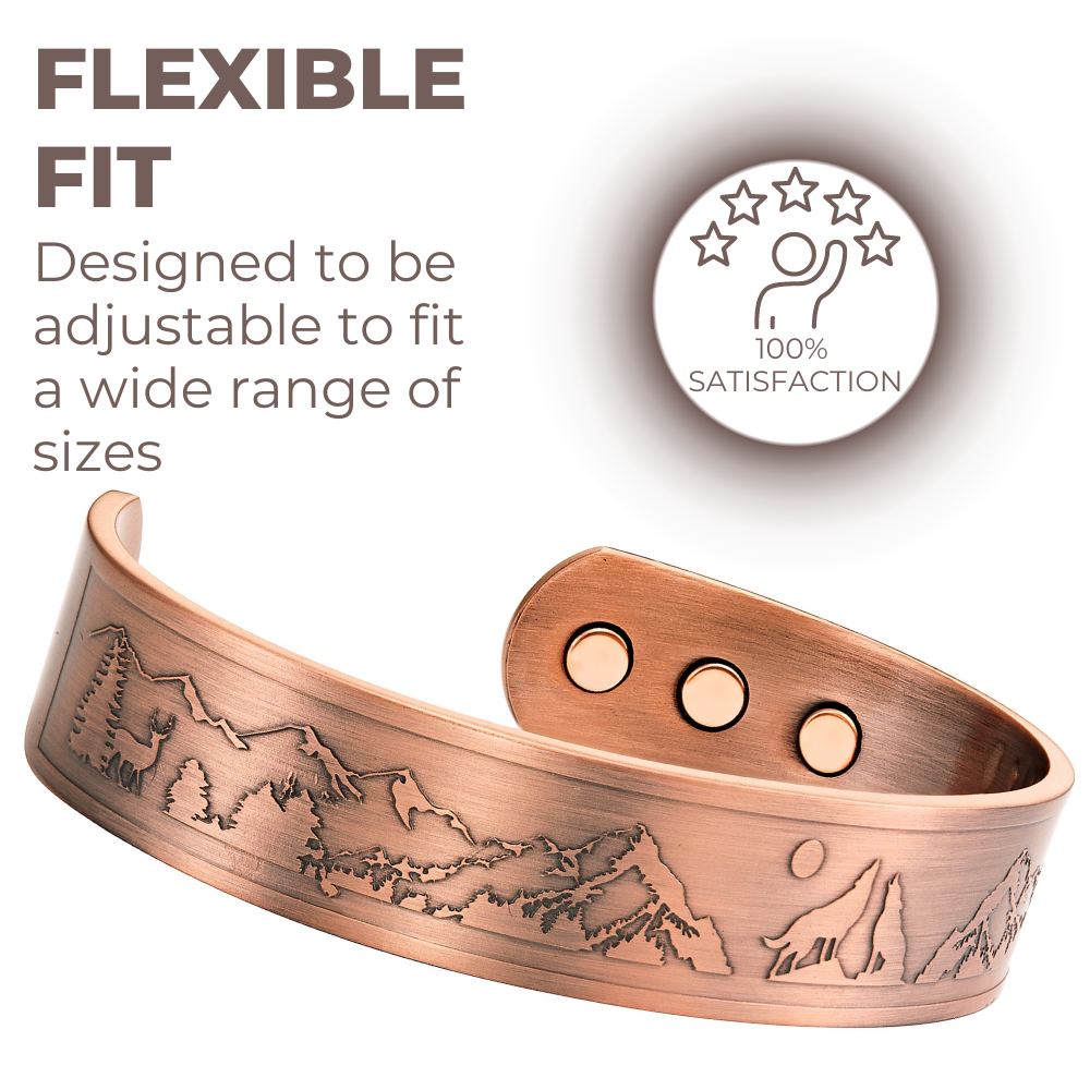 Mens Copper Magnetic Bangle Bracelet Wolf New Design