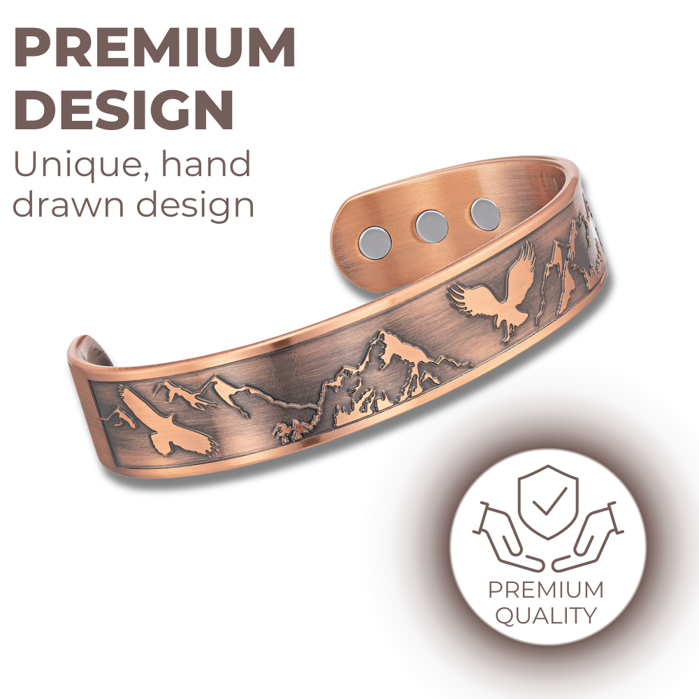 Mens Copper Magnetic Bangle Bracelet Eagle - New Design
