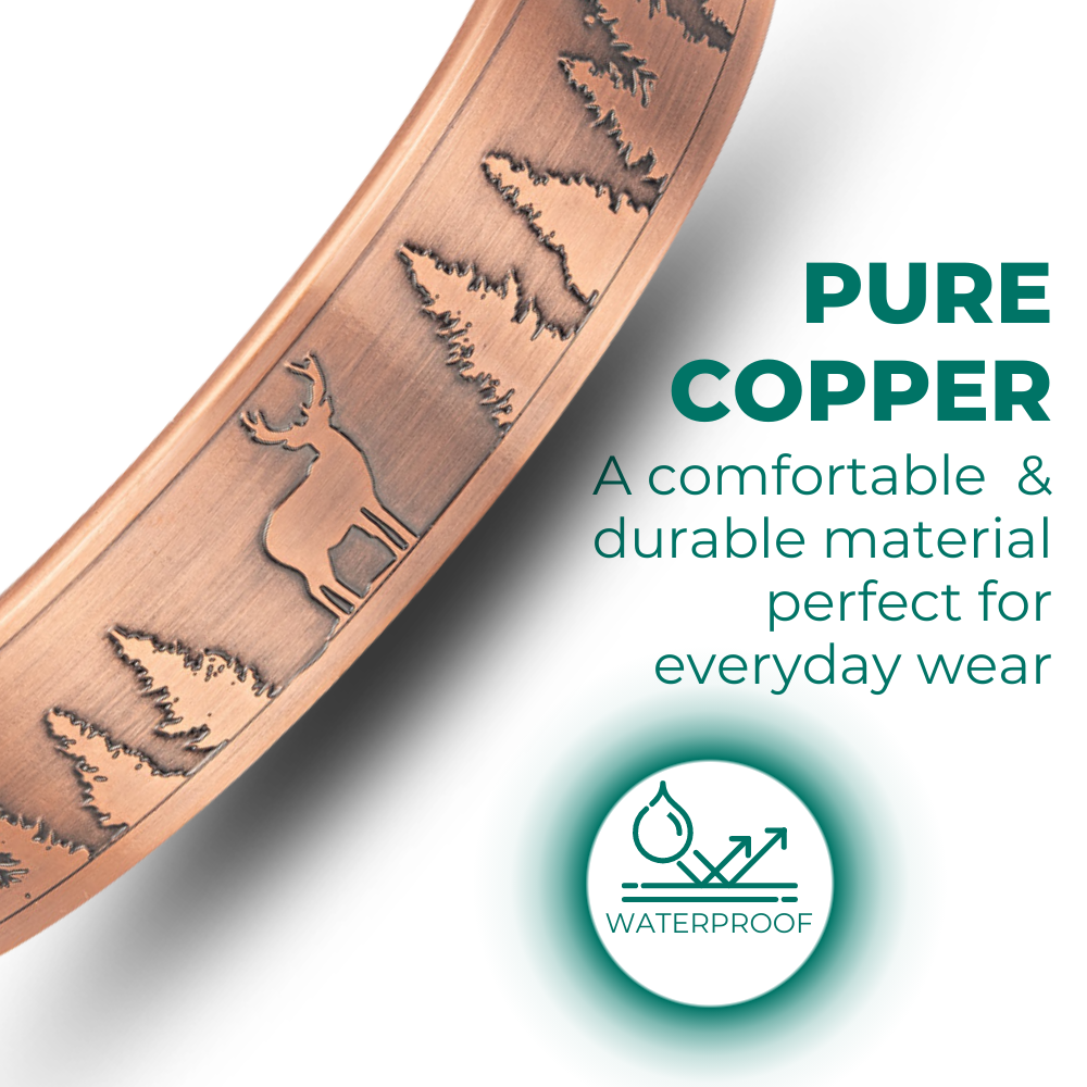 Mens Copper Magnetic Bangle Bracelet Deer - New Design