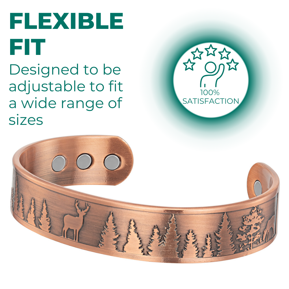 Mens Copper Magnetic Bangle Bracelet Deer - New Design