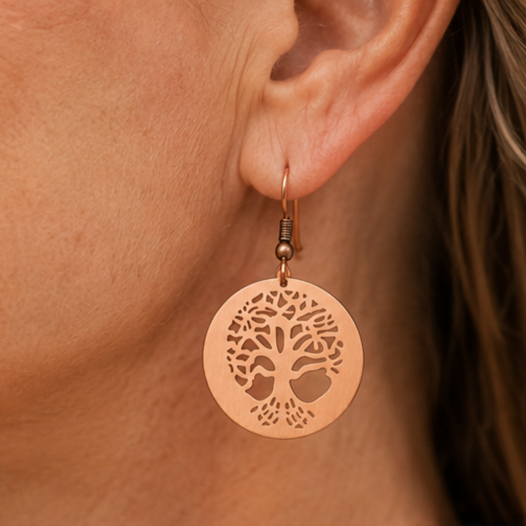 Ladies Tree of Life Copper Earring