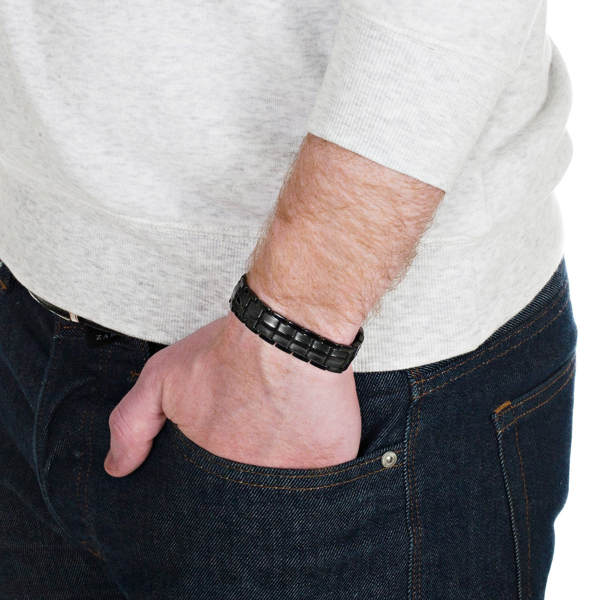Mens Magnetic Bracelet Hi Power Double Magnets On Each Link Black