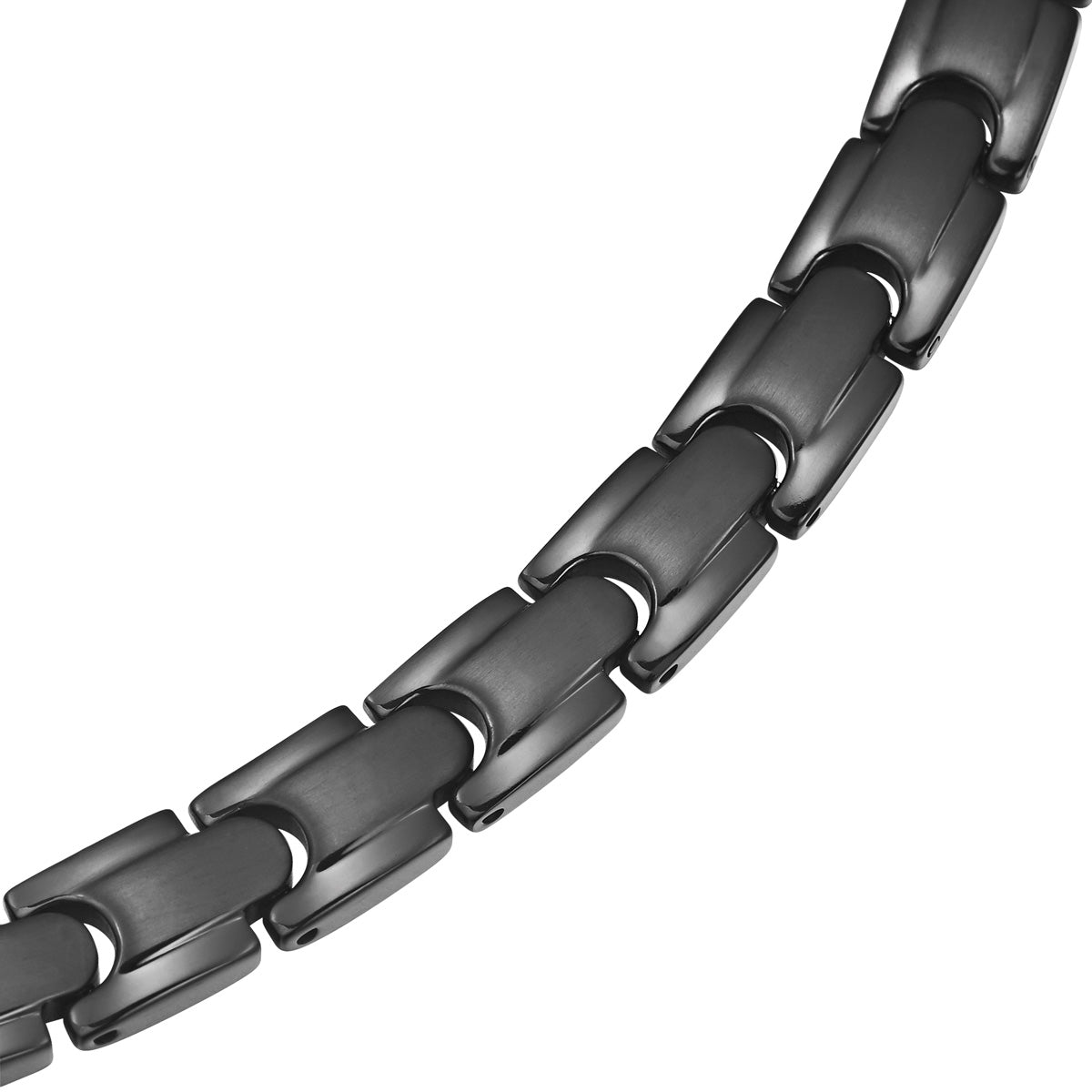 Mens Magnetic Therapy Necklace in Black Titanium