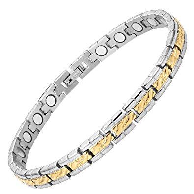 Ladies Magnetic Therapy Anklet- Two Tone Gold