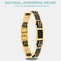 Mens Magnetic Therapy Bracelet- Gold Titanium with Black Carbon Fibre