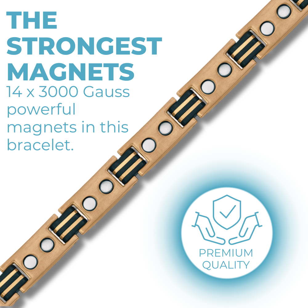 Men's Rose Gold Tone Magnetic Bracelet - Black Carbon Fibre