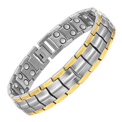 Mens Double Row Magnetic Bracelet