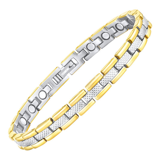Ladies Magnetic Therapy Bracelet -Two Tone Gold