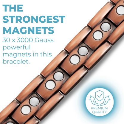 Mens Double Strength Copper Magnetic Therapy Bracelet