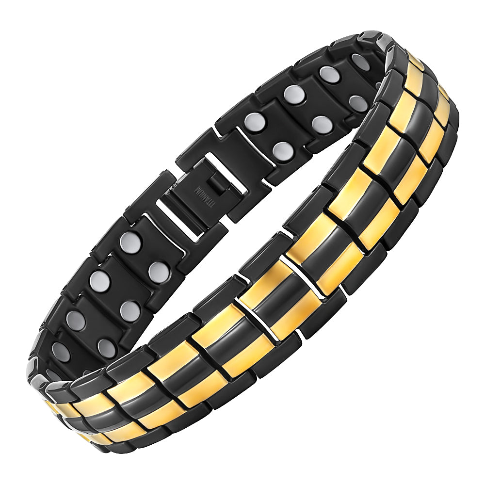 Men's Titanium Double Row Magnetic Therapy Bracelet