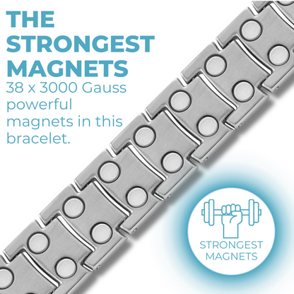 Mens Magnetic Bracelet Hi Power Double Magnets On Each Link Dark Grey