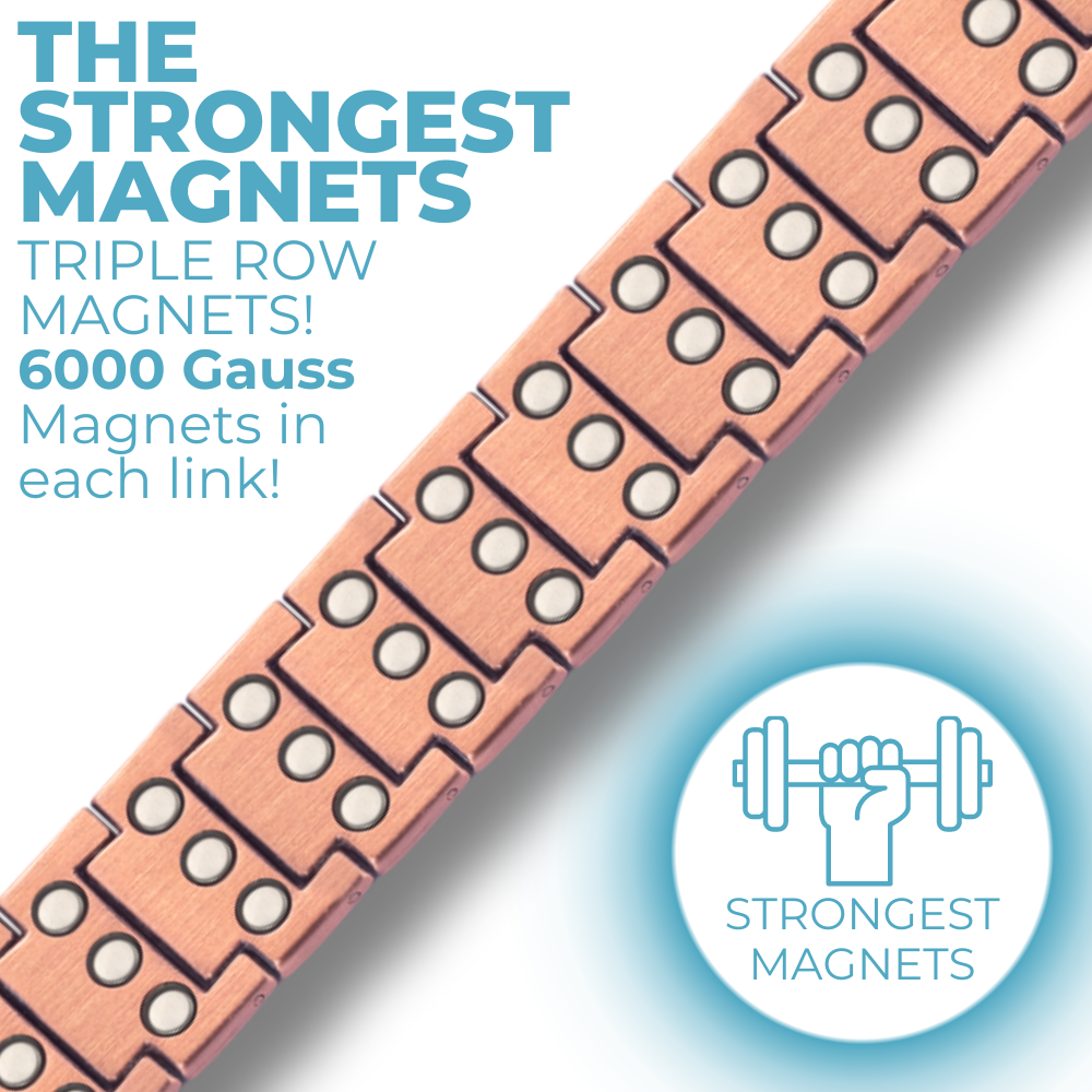 Mens Copper Magnetic Bracelet TRIPLE Powerful