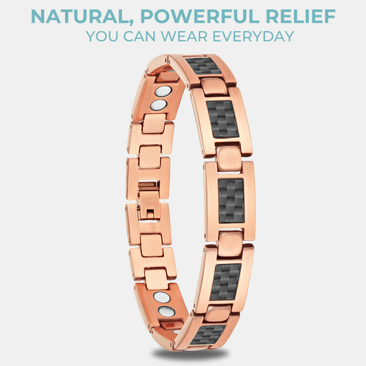 Men’s Copper Magnetic Bracelet with Black Carbon Fibre – Stylish Gift for Pain Relief