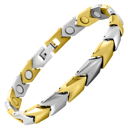 Ladies Magnetic Therapy Bracelet- two tone Titanium