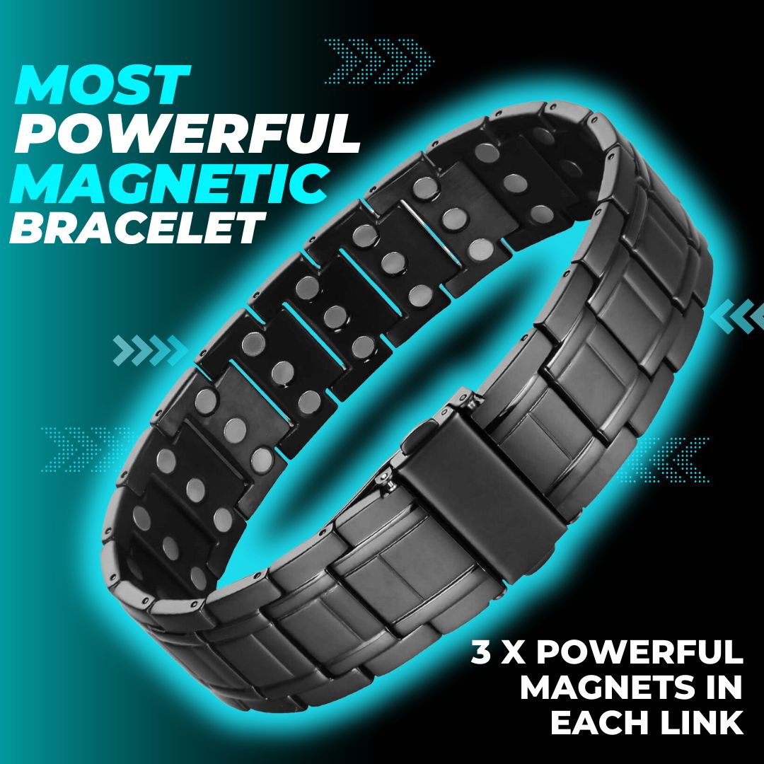 Mens Titanium Magnetic Bracelet TRIPLE Power - Black