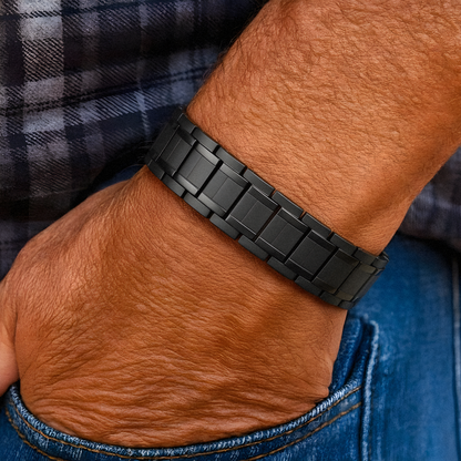 Mens Titanium Magnetic Bracelet TRIPLE Power - Black