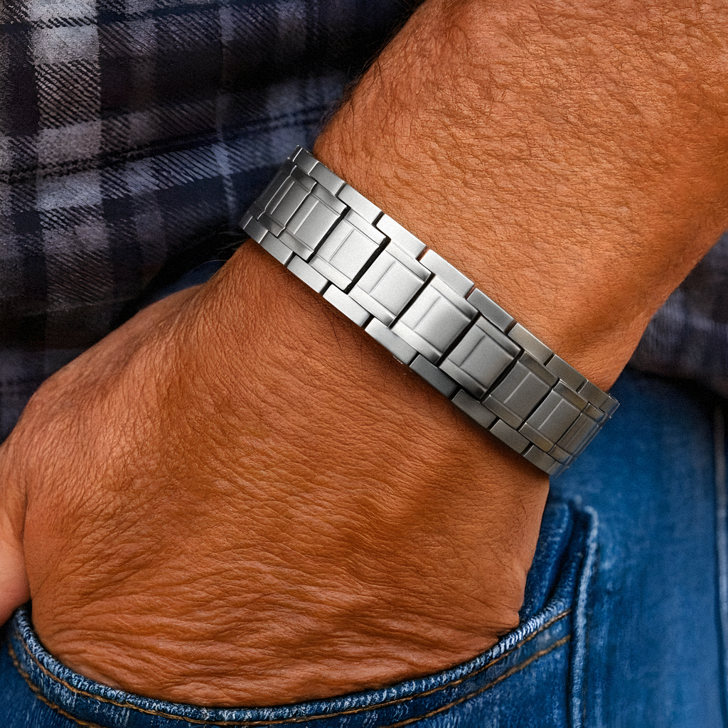 Mens Titanium Magnetic Bracelet - 6 Magnets Each Link