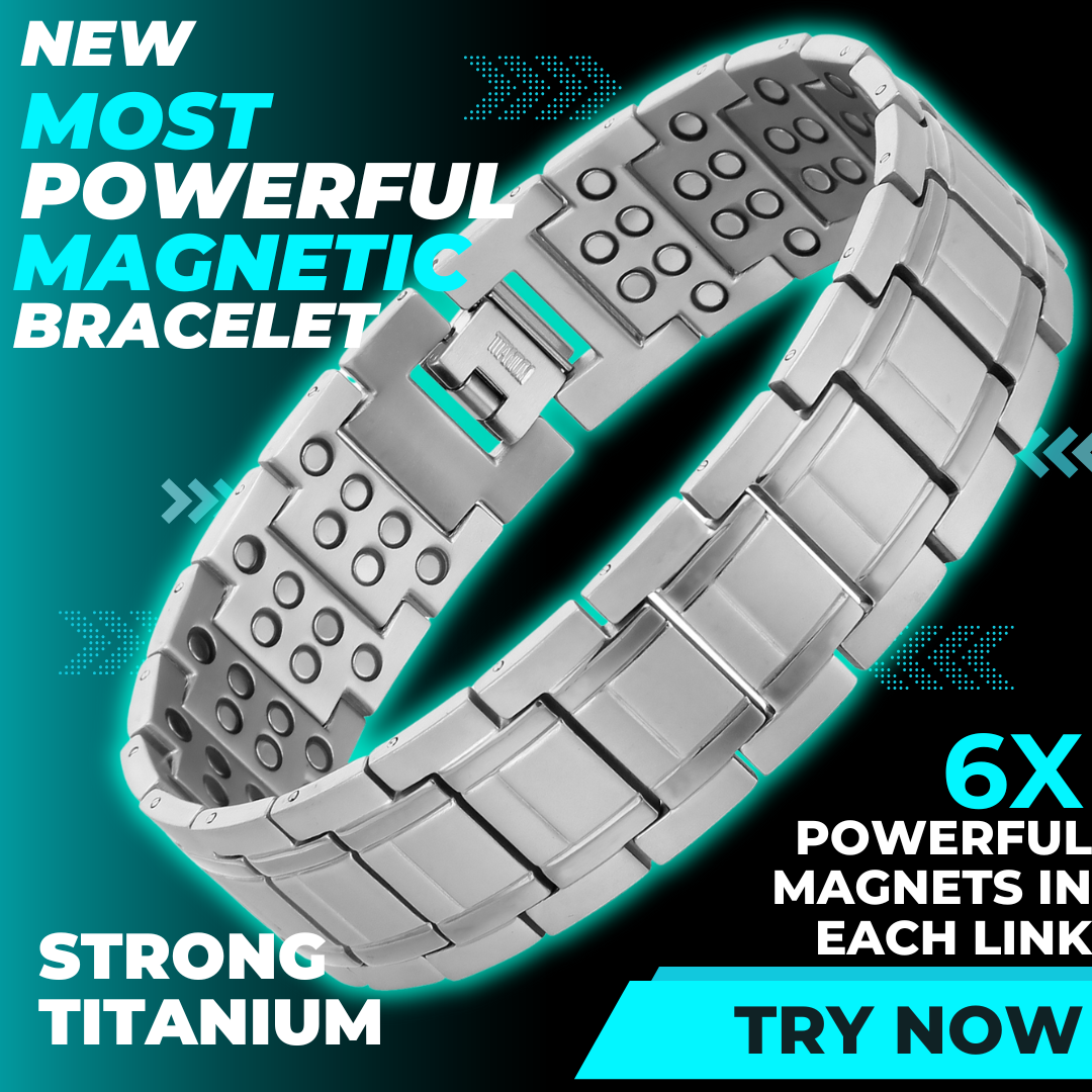 Mens Titanium Magnetic Bracelet - 6 Magnets Each Link