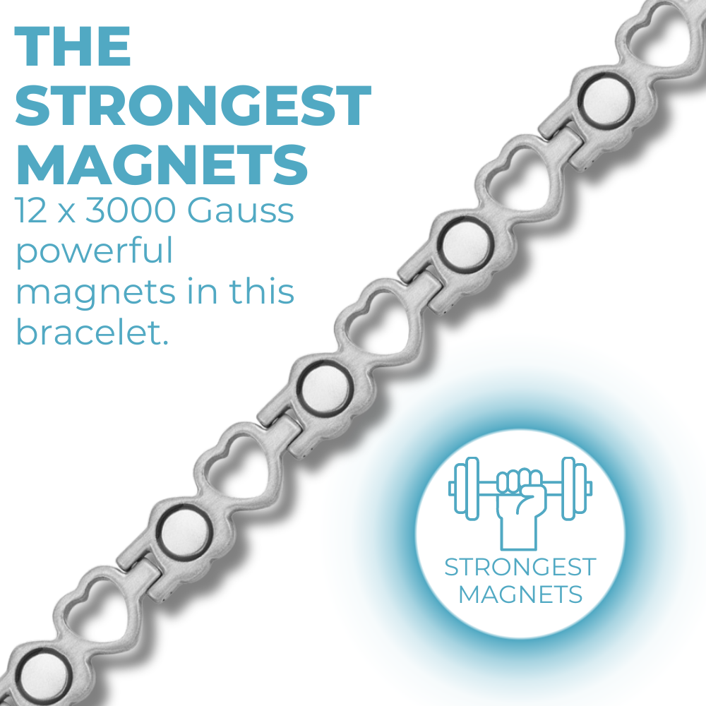 Ladies Magnetic Therapy Bracelet - Love Heart Two Tone