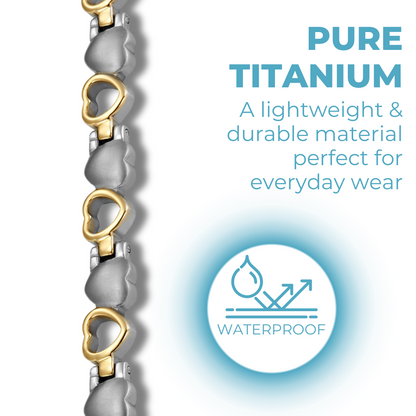 Ladies Magnetic Therapy Bracelet - Love Heart Two Tone