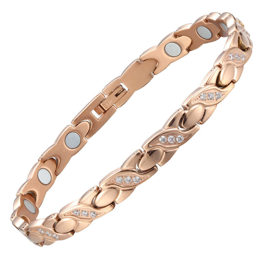 Ladies Magnetic Therapy Titanium Bracelet - Rose Gold