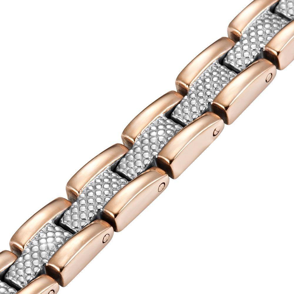 Ladies Two Tone Four Element Titanium Magnetic Bracelet