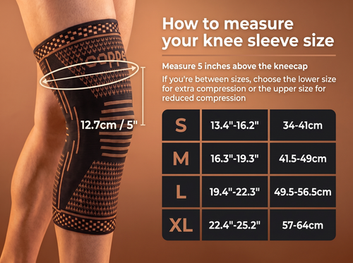 Copper Knee Support Sleeve | Compression Brace for Men & Women | S-2XL